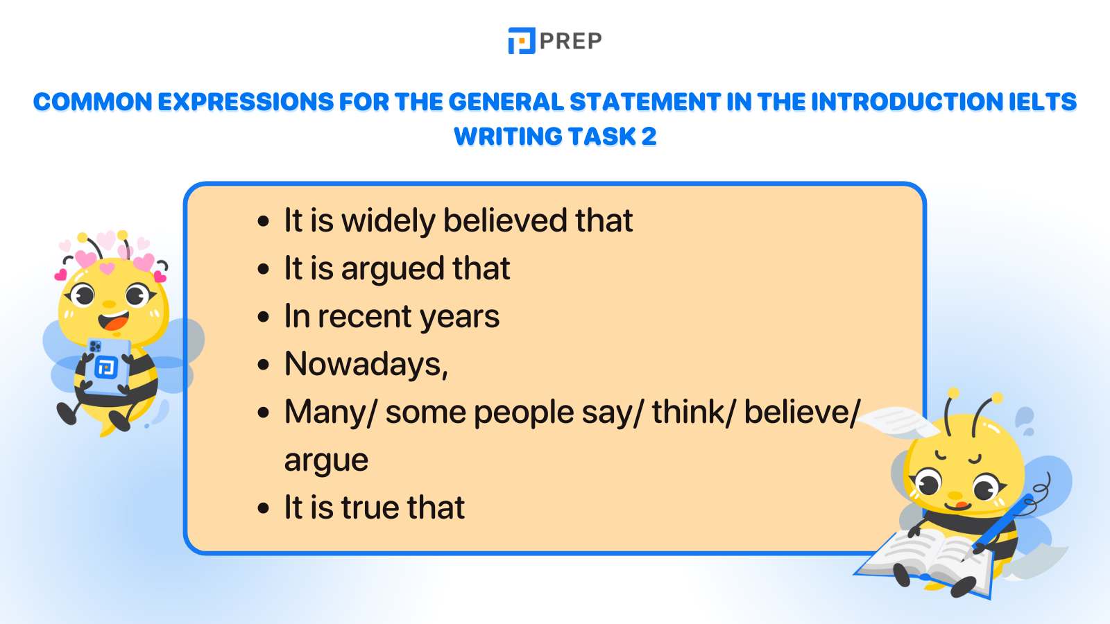 Common expressions for the General Statement in the Introduction IELTS Writing Task 2