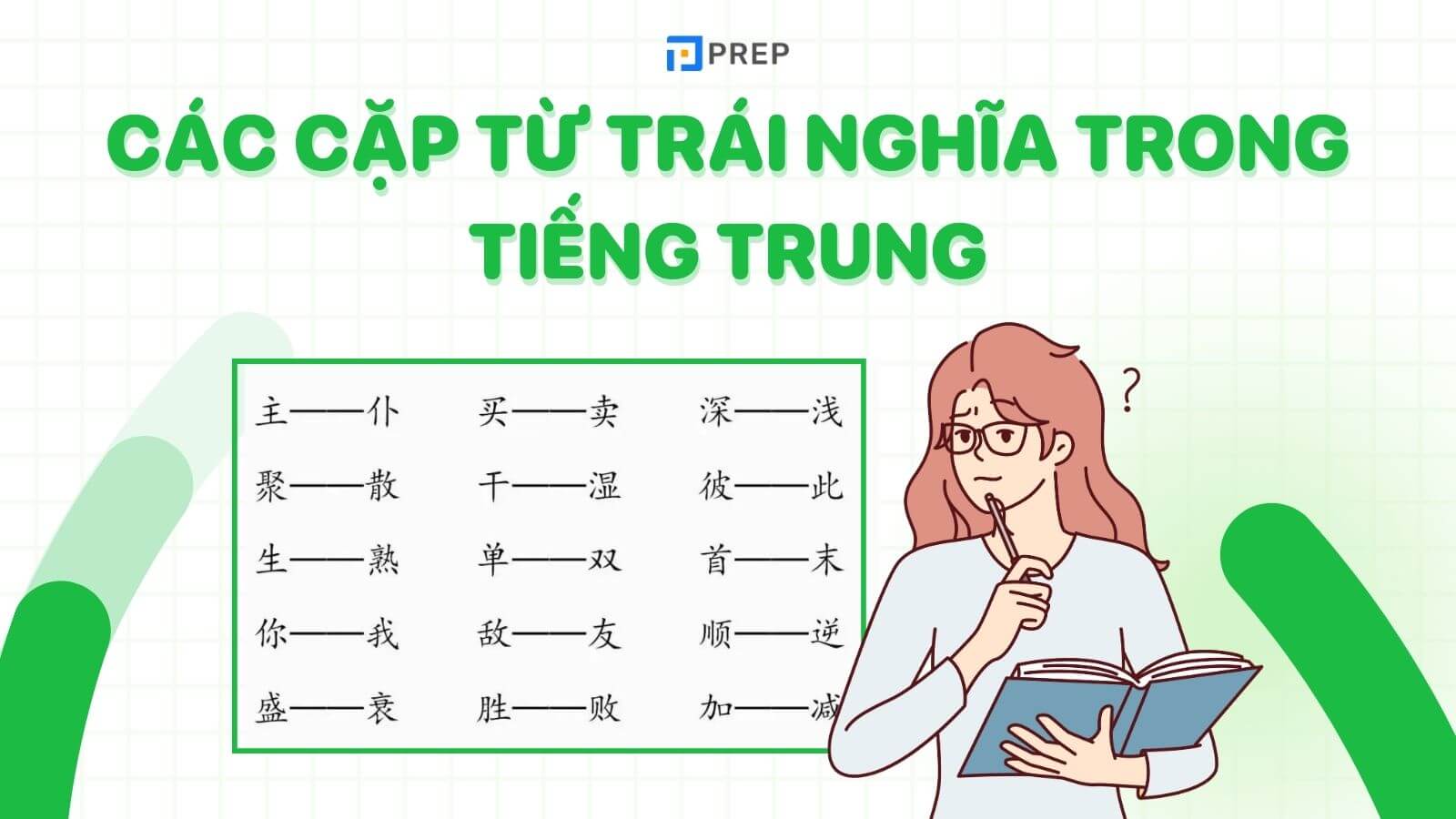 các cặp từ trái nghĩa trong tiếng trung