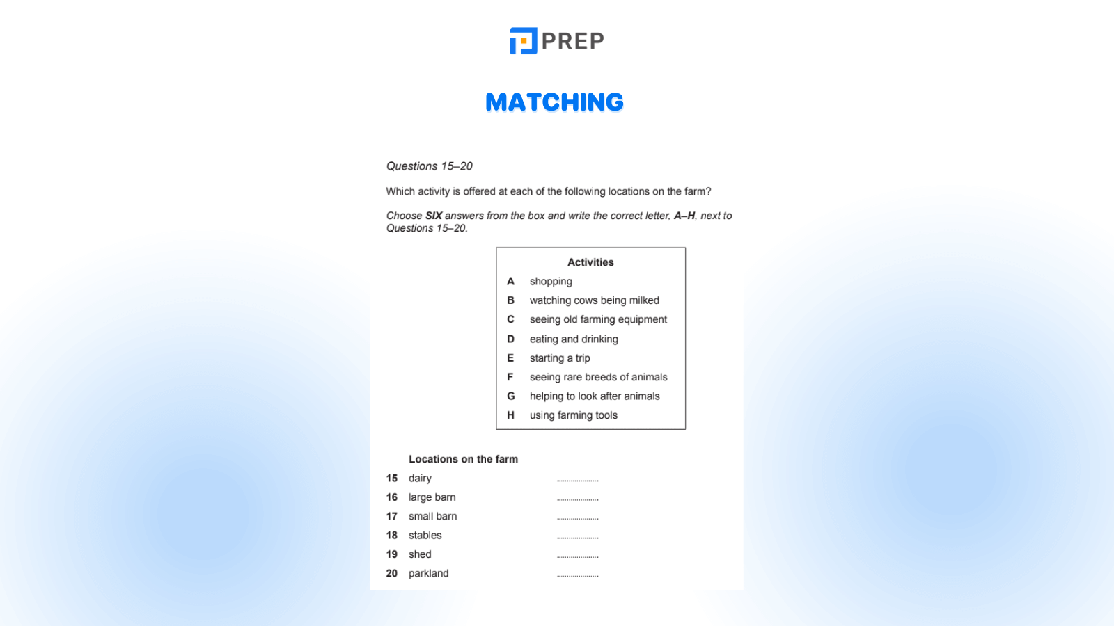 IELTS Listening Question Types: Matching