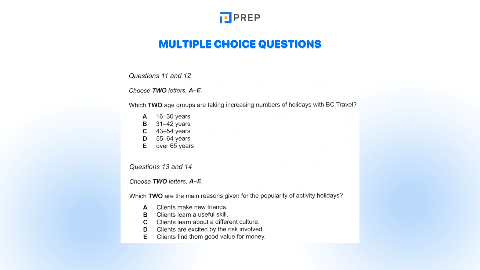 ELTS Listening Question Types: Multiple Choice