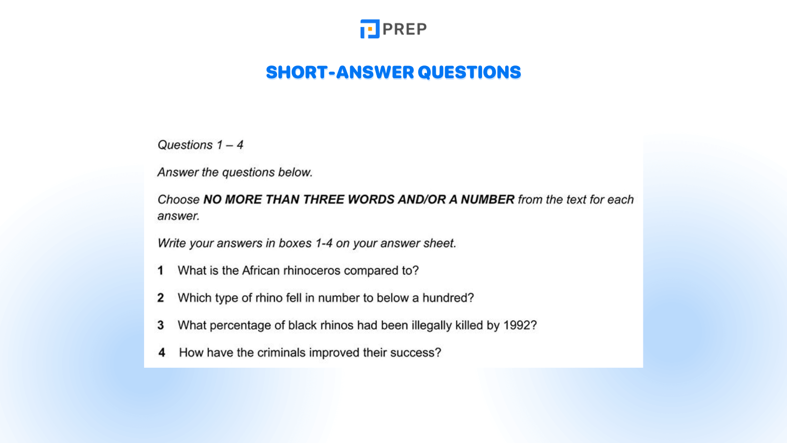 Short-Answer Questions - one of the most common IELTS Reading Question Types